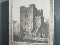 Image 4 of Antique 'Newcastle Castle' Small Engraving Art Print in Wooden Frame, frame marks
