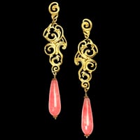 Image 1 of NUAGES BAROQUE Big Earring with Rose Rhodochrosite Jade