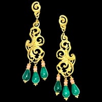 NUAGES BAROQUE de VENEZIA - Big Earring - Emerald Jade + Coral