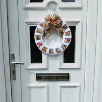 Image 3 of Gingerbreadman yarn wreath, Gingerbread door wreath, Gingerbread Christmas wall wreath