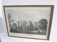 Image 3 of Antique Bodyham Castle Sussex Small Engraving Art Print in Wooden Frame, frame marks