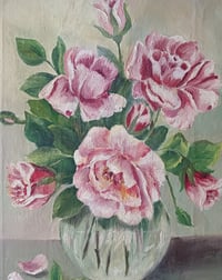 Image 4 of Peinture à l'huile, bouquet de roses 
