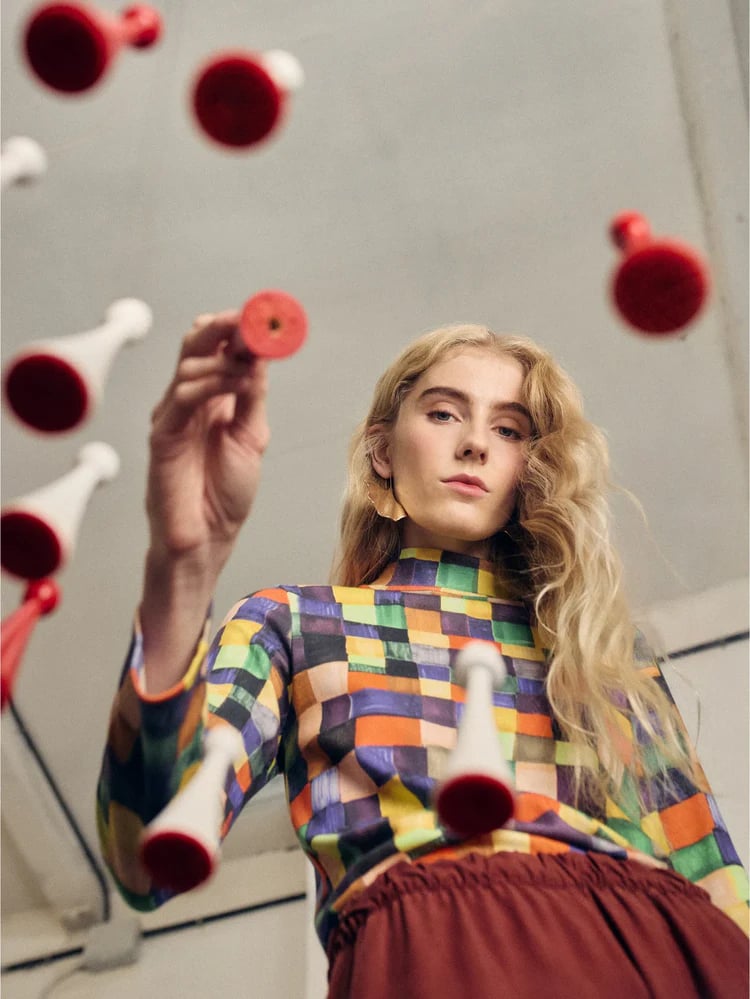 Image of 1-Top rainbow plaid