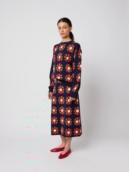 Image of 2-Falda flower jacquard