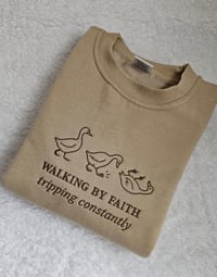 Image 1 of Walking by faith goose sweater