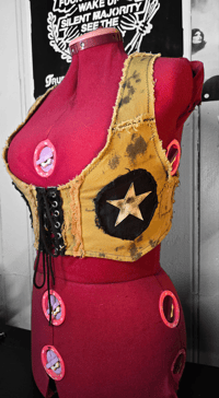 Image 5 of Frayed denim vest with stars M/L