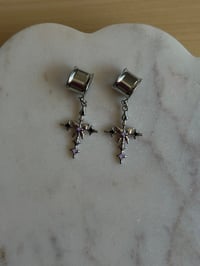 Image 2 of Pop Punk Princess Butterfly Cross Dangles (Silver)