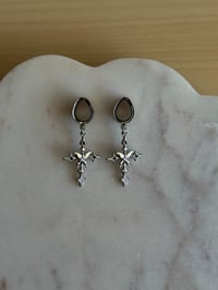 Image 3 of Pop Punk Princess Butterfly Cross Dangles (Silver)