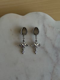 Image 1 of Pop Punk Princess Butterfly Cross Dangles (Silver)