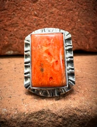 Image 2 of WL&A Handmade High Grade Sponge Coral Heavy Signet Ring - Size 10