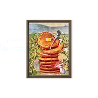 Image 2 of FREE SHIPPING - Patting Butter on the Summit of Mt. Pancakeolympous - 12x16 Walnut Framed Canvas