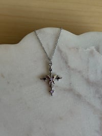 Image 1 of Pop Punk Princess Butterfly Cross Necklace (Silver)