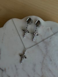 Image 3 of Pop Punk Princess Butterfly Cross Necklace (Silver)