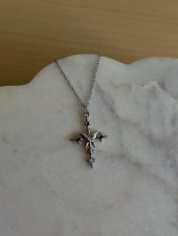 Image 2 of Pop Punk Princess Butterfly Cross Necklace (Silver)