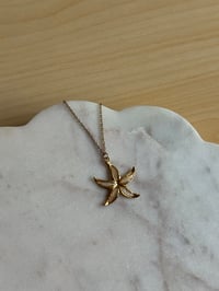 Image 1 of White Shell Starfish Necklace (Gold)