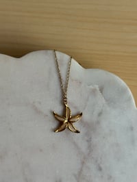 Image 2 of White Shell Starfish Necklace (Gold)