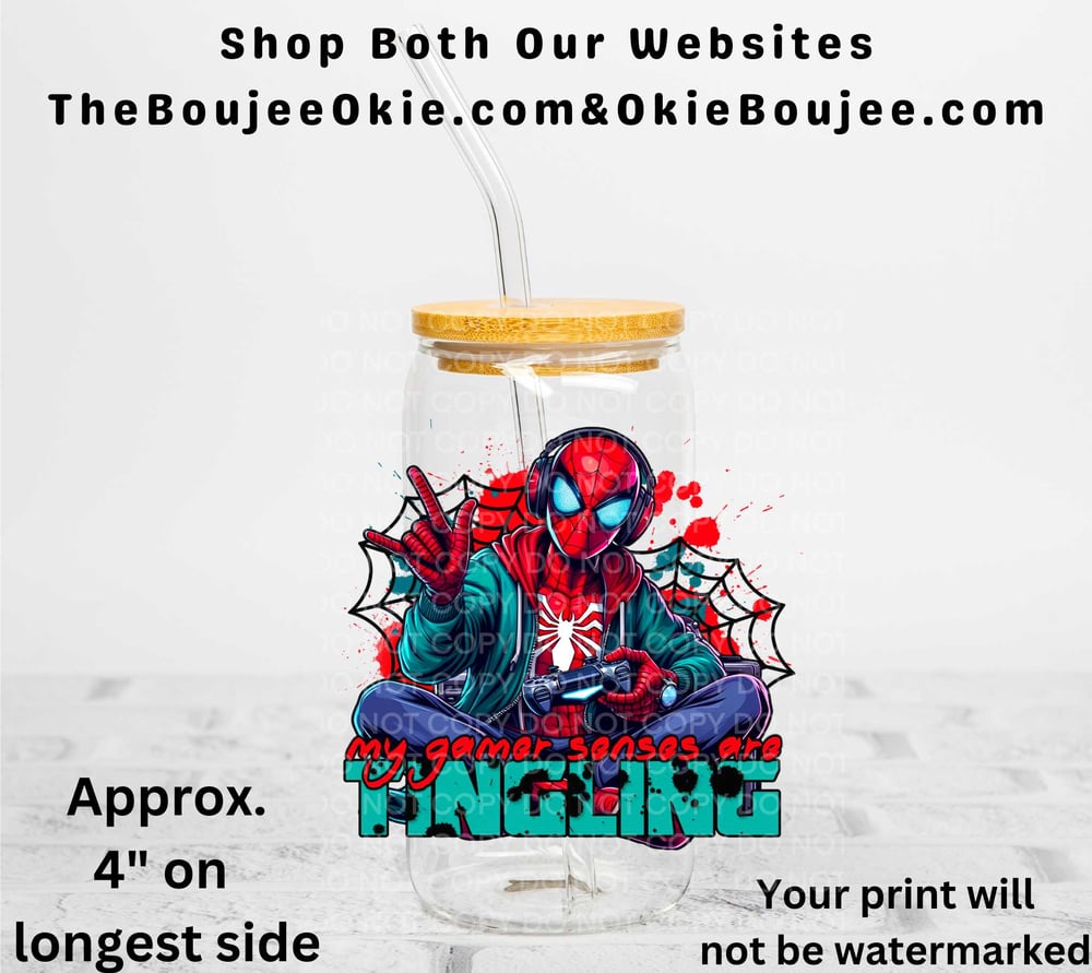 Image of Spiderman My Gamer Senses Are Tingling Uv Dtf Decal  Double Sided           T13