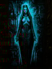 Image 1 of "The Divine Feminine" 6x12" Custom Framed Aqua Blue Glow in the Dark Painting