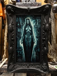 Image 2 of "The Divine Feminine" 6x12" Custom Framed Aqua Blue Glow in the Dark Painting