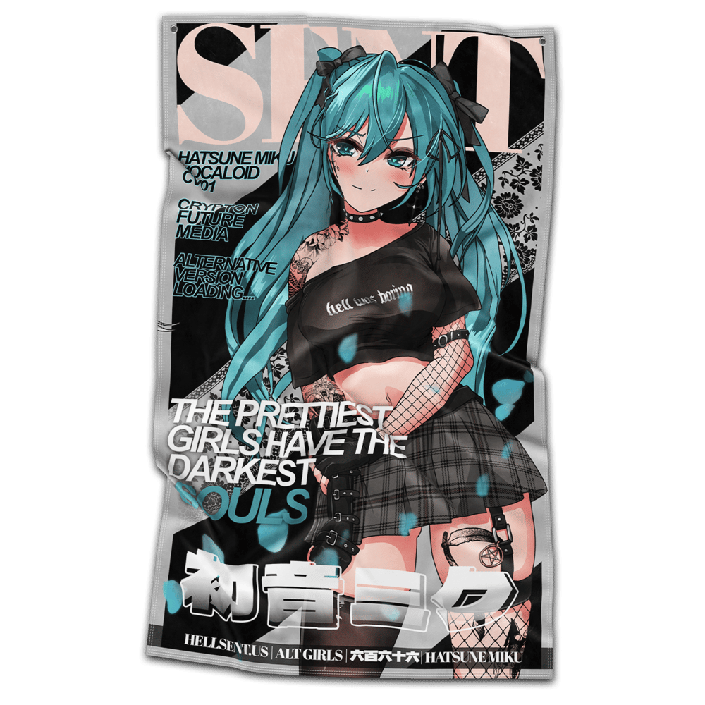 Image of Goth Hatsune Miku Flag