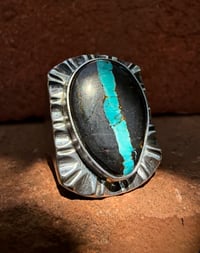 Image 1 of WL&A Handmade High Grade Black Jack Ribbon Heavy Signet Ring - Size 11
