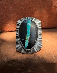Image 2 of WL&A Handmade High Grade Black Jack Ribbon Heavy Signet Ring - Size 12
