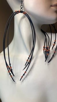 Image 4 of OOAK | CNIDARIAN Tentacle Earrings w/Orange accents 