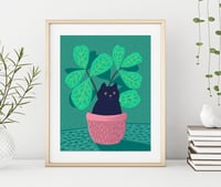 Image 2 of Fiddle Leaf Cat Art Print