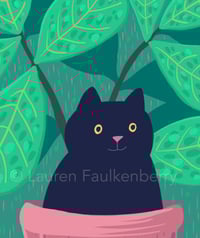 Image 3 of Fiddle Leaf Cat Art Print