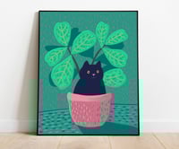 Image 1 of Fiddle Leaf Cat Art Print