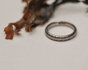 Image of 18ct White gold 4mm horn texture ring