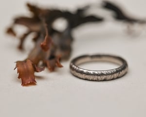 Image of 18ct White gold 4mm horn texture ring