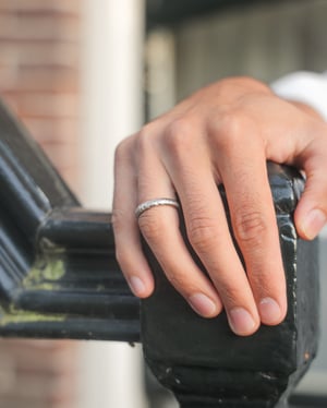 Image of 18ct White gold 4mm horn texture ring