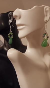 Image 3 of EMERALD TEARDROP AND BEADS WITH HEMATITE CUBES