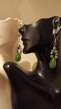 Image 1 of EMERALD TEARDROP AND BEADS WITH HEMATITE CUBES