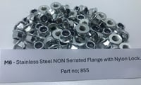 Image 2 of M6 S/S Nylon Locking Nut with Flange - #855 - 10
