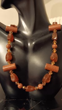 Image 2 of AMBER AND SUNSTONE BEADS WITH SWAROVSKI BICONE BEADS