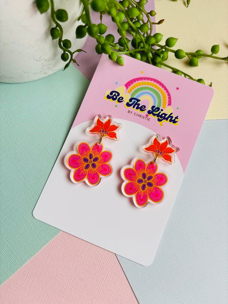 BATIK CANTIK - PINK ORANGE FLOWERS