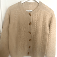 Image 1 of Merino Wool Cable Knit Cardigan – Natural Beige