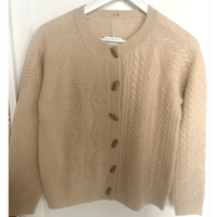 Image 2 of Merino Wool Cable Knit Cardigan – Natural Beige