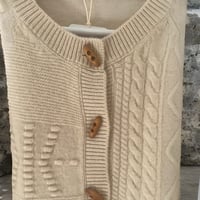 Image 3 of Merino Wool Cable Knit Cardigan – Natural Beige