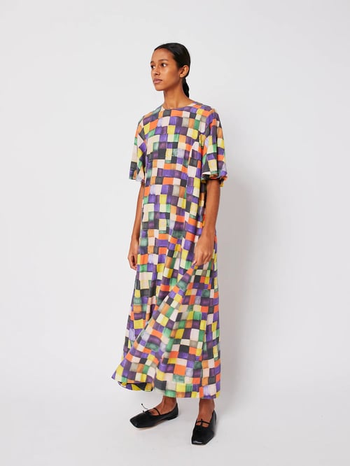 Image of 3-Vestido modal estampado Rainbow Plaid