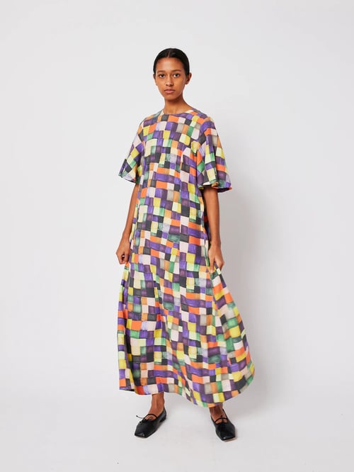 Image of 3-Vestido modal estampado Rainbow Plaid