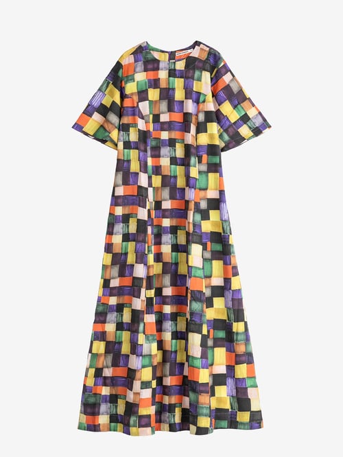 Image of 3-Vestido modal estampado Rainbow Plaid