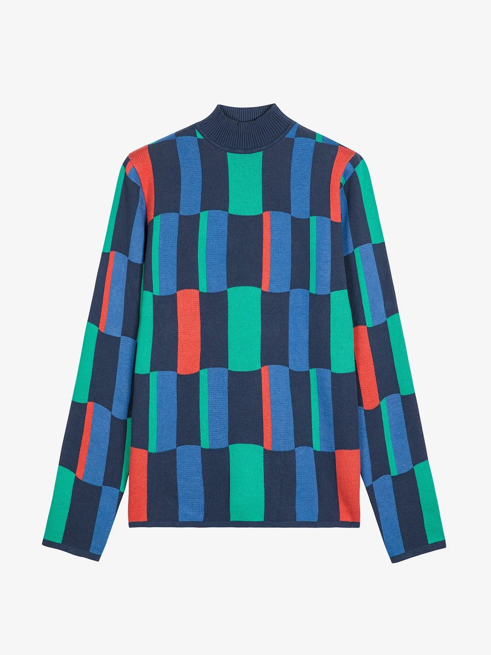 Image of 2-Jersey cuello alto jacquard geométrico 