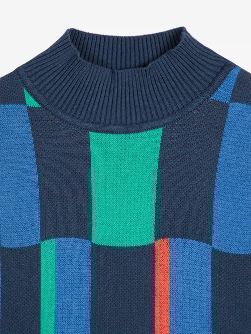 Image of 1-Jersey cuello alto jacquard geométrico Geometric jacquard turtleneck jumper