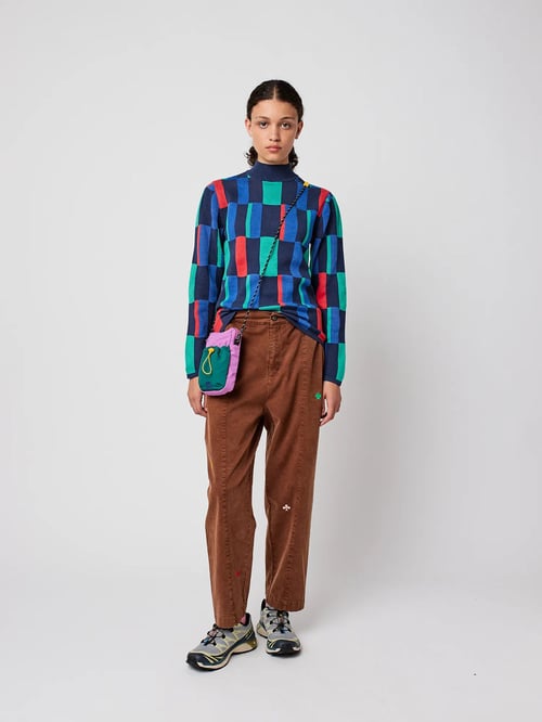 Image of 2-Jersey cuello alto jacquard geométrico 