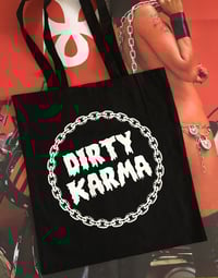 Image 1 of DIRTY KARMA TOTE BAG - BLACK/WHITE LOGO