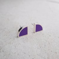 Image 2 of Small New Quarter Studs in Aubergine Purple