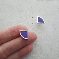 Image 3 of Small New Quarter Studs in Aubergine Purple